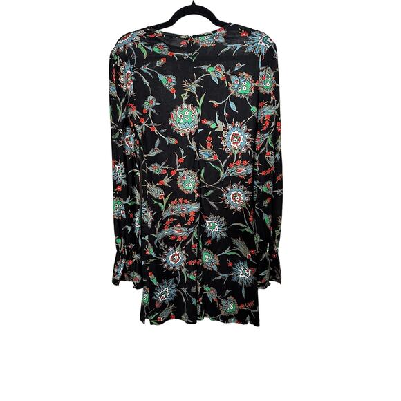 Nieves Lavi Dress Anthropologie Black Floral Print Silk Whimsigoth Mini Size 0 - Picture 6 of 7